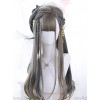 Linen Gray Highlight Gray-blue Hair-tail Micro Curly Long Hair Classic Lolita Wigs