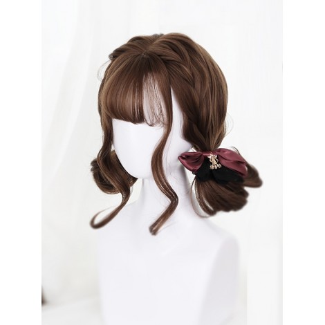 Air-bangs Cute Short Pear Flower Roll Brown Lolita Wig