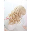 Air bangs Golden Medium Long Curly Hair Classic Lolita Wigs