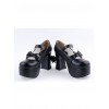 Black 3.7" High Heel Classic Patent Leather Round Toe Strap Bow Platform Girls Lolita Shoes