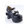 Black 3.7" High Heel Classic Patent Leather Round Toe Strap Bow Platform Girls Lolita Shoes