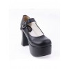 Black 3.7” Heel High Lovely PU Round Toe Cross Straps Platform Lady Lolita Shoes