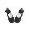 Black 3.7" High Heel Romantic Flannel Round Toe Bandage Platform Girls Lolita Shoes