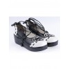 Black & White 2.4" High Heel Special Polyurethane Scalloped Lace Tie Platform Girls Lolita Shoes