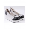 Black & White 2.4" High Heel Elegant Patent Leather Scalloped Criss Cross Lace Tie Platform Girls Lolita Shoes