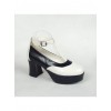 Black & White 2.9" Heel High Stylish Suede Round Toe Ankle Straps Platform Girls Lolita Shoes