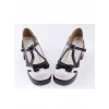 Black & White 3" High Heel Special Synthetic Leather Strap Bow Decoration Platform Girls Lolita Shoes