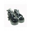 Black & White 3.7" Heel High Glamorous Polyurethane Round Toe Cross Straps Platform Lady Lolita Shoes