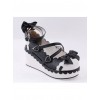 Black & White2.8" High Heel Adorable Polyurethane Round Toe Criss Cross Straps Platform Girls Lolita Shoes