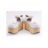 White 3.7" Heel High Lovely PU Round Toe Cross Straps Platform Girls Lolita Shoes