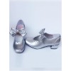 Silver Bowknot Heart-shaped Hollow Out Bride Shoe Lolita Middle-heel Shoes
