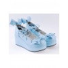 Sky-blue 2.8" High Heel Lovely Polyurethane Scalloped Bowknot Platform Girls Lolita Shoes