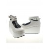 White 3.1" Heel High Gorgeous Polyurethane Point Toe Ankle Straps Platform Women Lolita Shoes