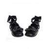 Black 1.0" Heel High Cute Suede Round Toe Bow Platform Girls Lolita Shoes