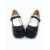 Black 2.9" Heel High Beautiful Synthetic Leather Point Toe Cross Straps Platform Women Lolita Shoes