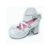 White 2.9" Heel High Beautiful Patent Leather Point Toe Bow Platform Women Lolita Shoes