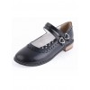 Black 1.0" Heel High Romatic Synthetic Leather Point Toe Cross Straps Platform Women Lolita Shoes