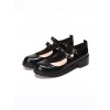 College Style Black Leather Lolita Mid Heel Shoes