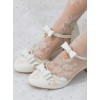 Tea Party Style Pearl Chain Bowknot Classic Lolita Middle Heels Shoes