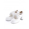 White 2.6" High Heel Lovely PU Round Toe Ankle Straps Bow Decoration Platform Girls Lolita Shoes