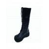 Black 2.6" Heel High Charming PU Round Toe Cross Straps Platform Lady Lolita Boots