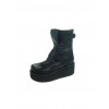 Black 2.8" Heel High Classical PU Point Toe Stud Buckles Platform Women Lolita Boots
