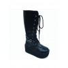 Black 3.3" Heel High Sexy Patent Leather Point Toe Cross Straps Platform Girls Lolita Boots