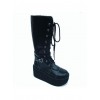 Black 3.3" Heel High Sexy Patent Leather Point Toe Cross Straps Platform Girls Lolita Boots