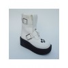 White 2.8" Heel High Cute Suede Point Toe Stud Buckles Platform Girls Lolita Boots