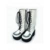 White 3.1" Heel High Lovely Suede Round Toe Cross Straps Platform Lolita Boots
