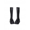 Concise Lace-up Black Lolita High Boots