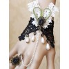 Black And White Lace Retro Dance Party Girls Lolita Bracelet And Ring Set