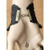 Gorgeous Black Lace And Black Gem Lolita Wrist Strap And Ring