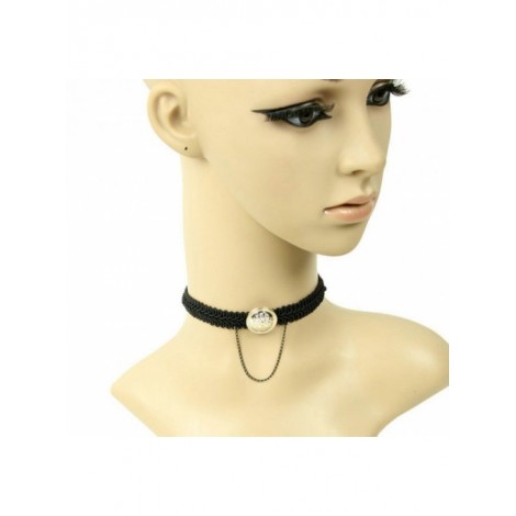Slender And Concise Black Lolita Necklace