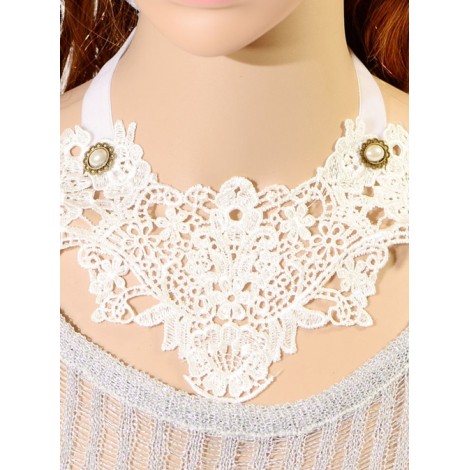 Classic White Lace Decoration Lolita Fake Collar