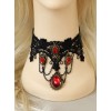 Gorgeous Black Lace Red Gemstone Gothic Lolita Necklace