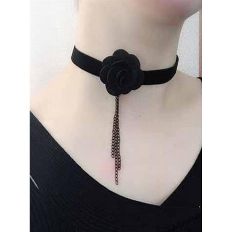 Black Cute Floral Lolita Necklace