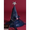 Silver Star Halloween Navy Blue Gothic Lolita Witch Hat