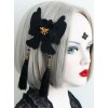 Black Exaggerated Butterfly Flowers Tassels Lolita Hairpin