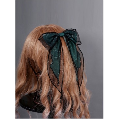 Obsidian Butterfly's Dance Emerald Lolita Hair Clip