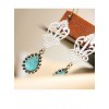Court Style Vintage White Lace Green Pendant Earrings