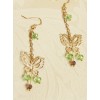 Golden Butterfly Green Crystal Tassel Lady Lolita Earrings