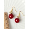 Delicate Minimalist Crown Red Pearl Earrings
