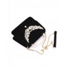 Elegant Retro Swan Lake Black Velvet Pearl Shoulder Bag