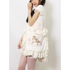 Cat Strawberry Embroidered Square Ruffles Satin Lolita Shoulder Bag