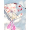 White Peach Blossom Fan Shaped Chinese Style Tassel Pendant Lolita Aslant Bag