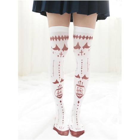 Japanese Personality Little Devil Punk Style White Velvet Stockings Socks