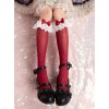 Embroidered Cotton Lace Bowknot Nail Bead Sweet Lolita Mid Stockings
