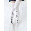 Fashion Cross Printing Gothic Lolita White Knee Socks