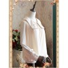 Mocha Color Crucifix Chiffon Embroidery Square Neckline Lolita Long Sleeve Shirt